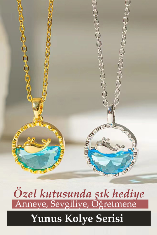 Sevgili İçin En Güzel Hediye Paslanmaz Çelik Yunus Kolye Gümüş ve Gold Renk