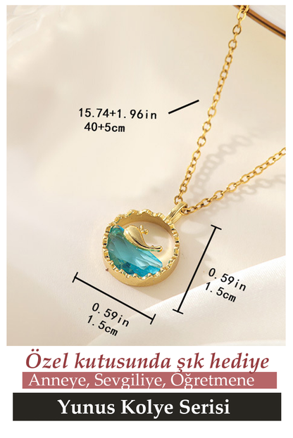 Sevgili İçin En Güzel Hediye Paslanmaz Çelik Yunus Kolye Gümüş ve Gold Renk