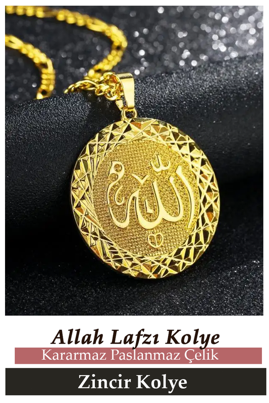 Allah Lafzı Paslanmaz Kararmaz İslami Çelik Kolye